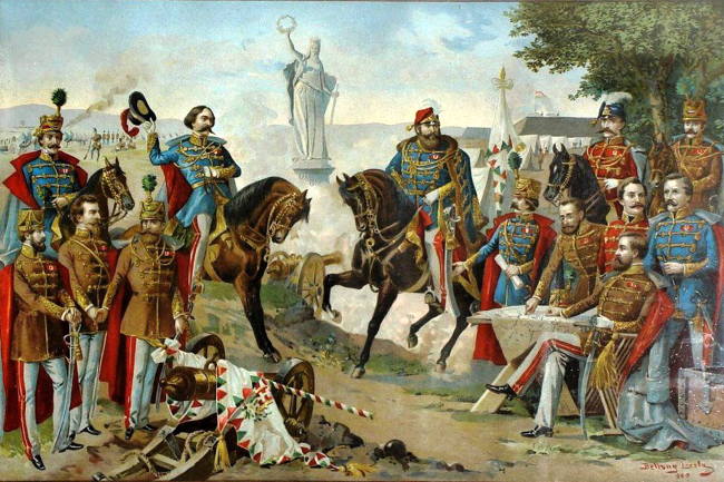 A tizenhárom aradi vértanú 1849. október 6. Bellony László (1900) festménye után készült színes olajnyomat